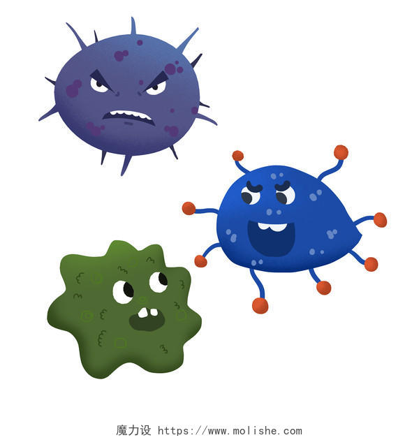 病毒卡通手绘感冒卡通病毒细菌